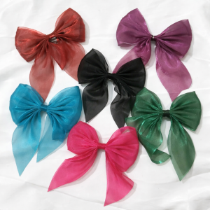 Organza hair bow clip set for girls stylish hair accessories