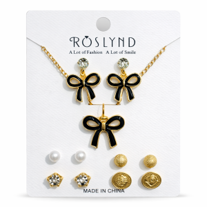 Bow jewellery combo set for women with necklace and earrings