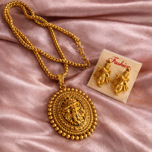 Krishna pendant jewellery set for women with necklace and earrings