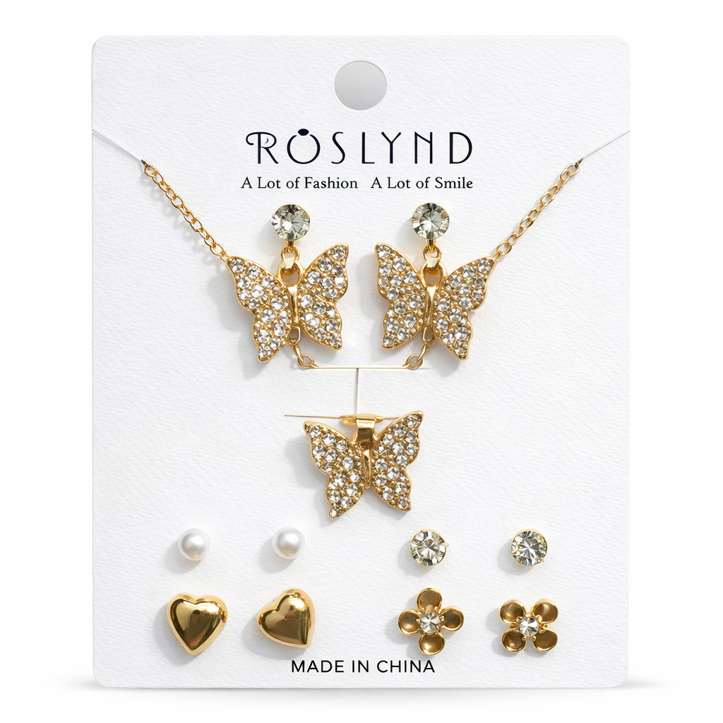 Butterfly jewellery combo set for women with necklace and earrings