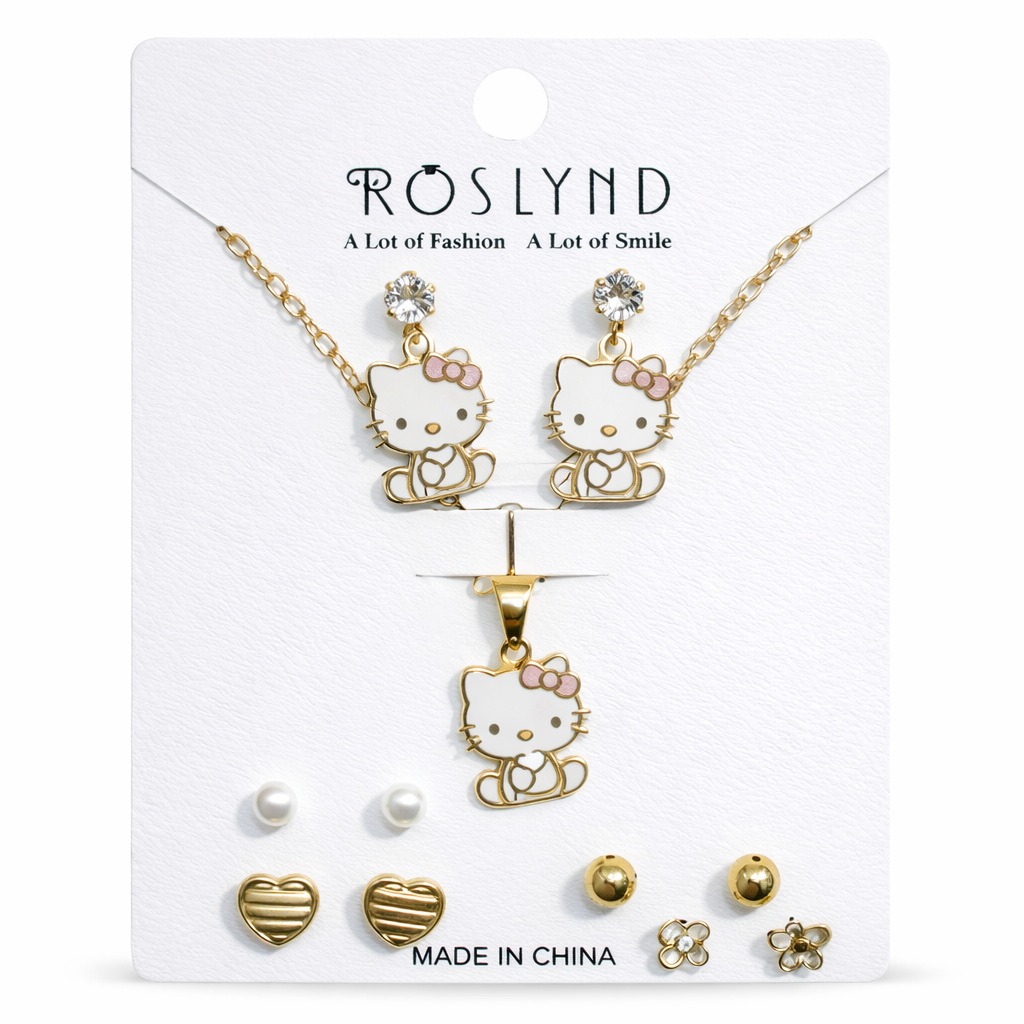 Teddy bear jewellery combo set for women with necklace and earrings