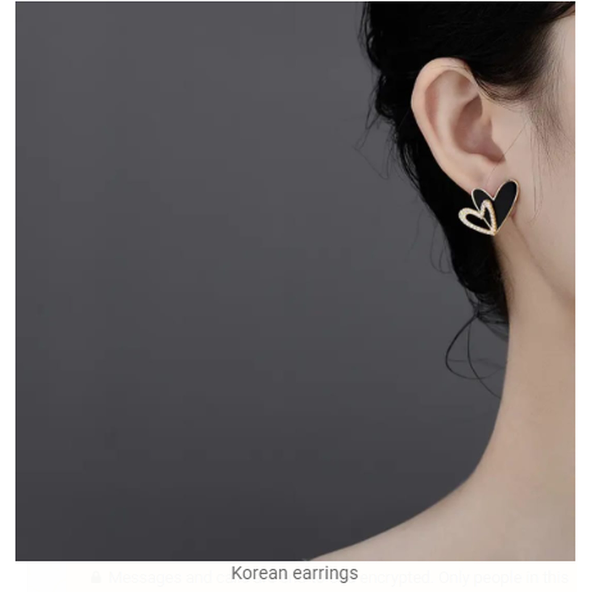 Black Heart Korean Earrings – Elegant Gold Fashion Jewellery for Women - Image 3