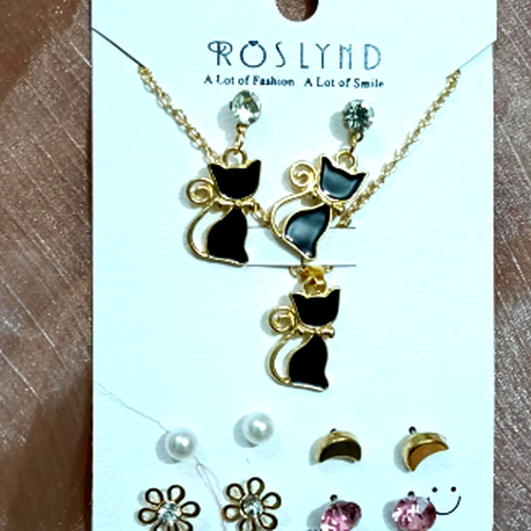 Cat jewellery combo set for women with necklace and earrings