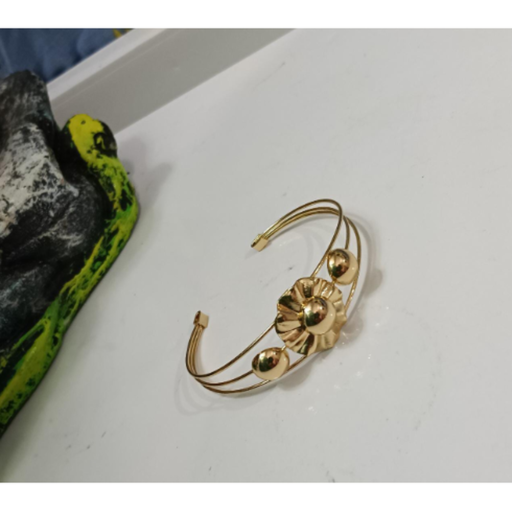 Gold flower cuff bracelet for women Korean fashion jewellery