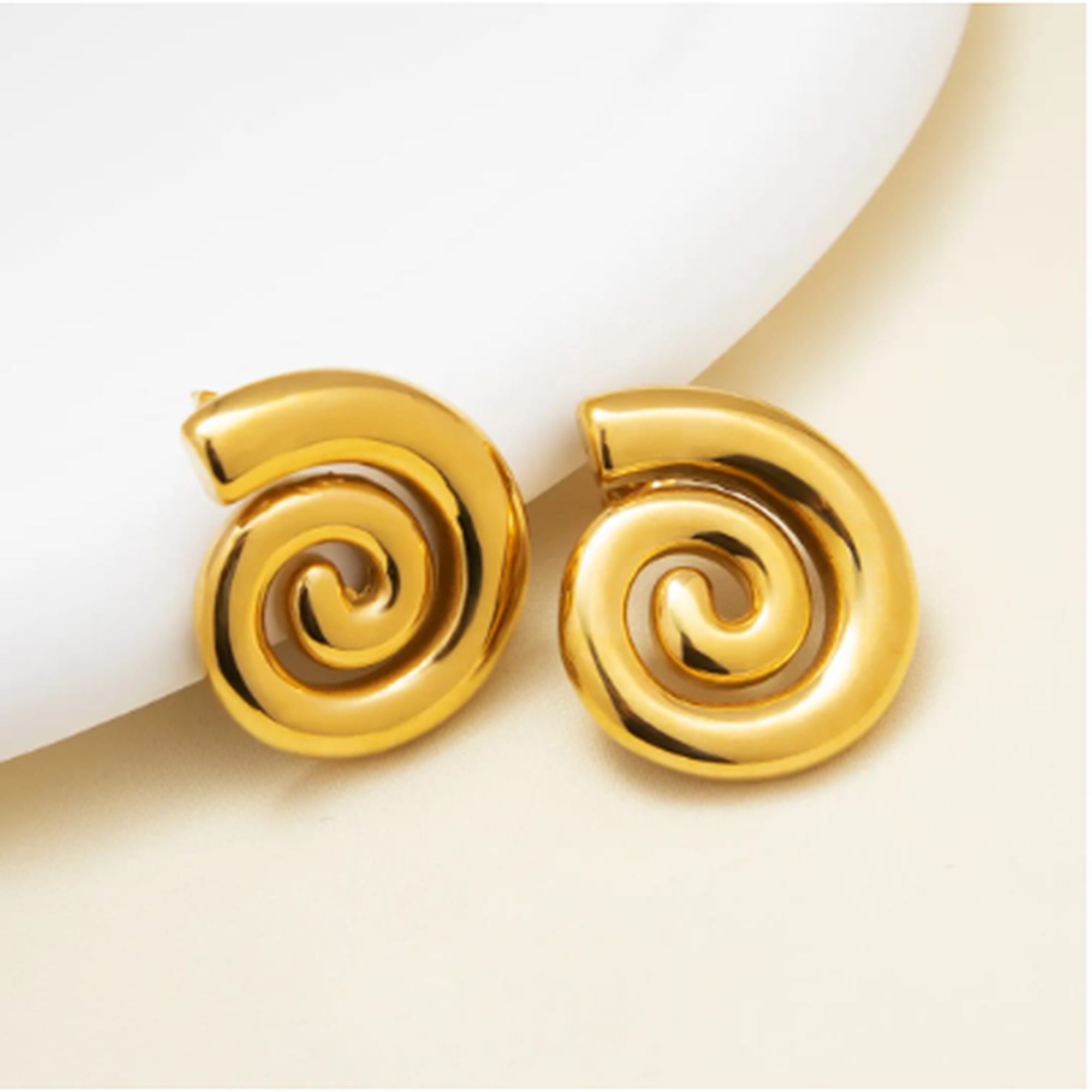 Gold spiral earrings for women Korean fashion jewellery