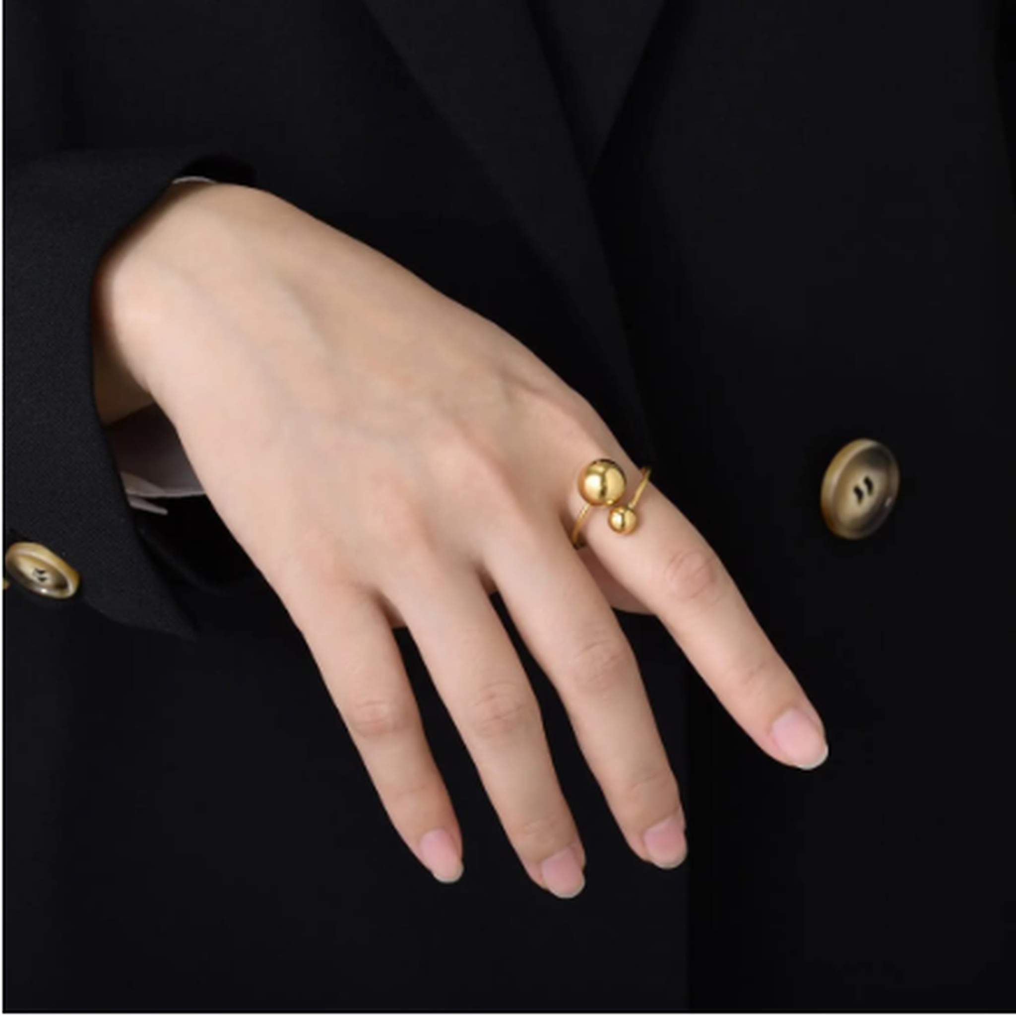 Ball design gold adjustable ring for women elegant modern jewellery
