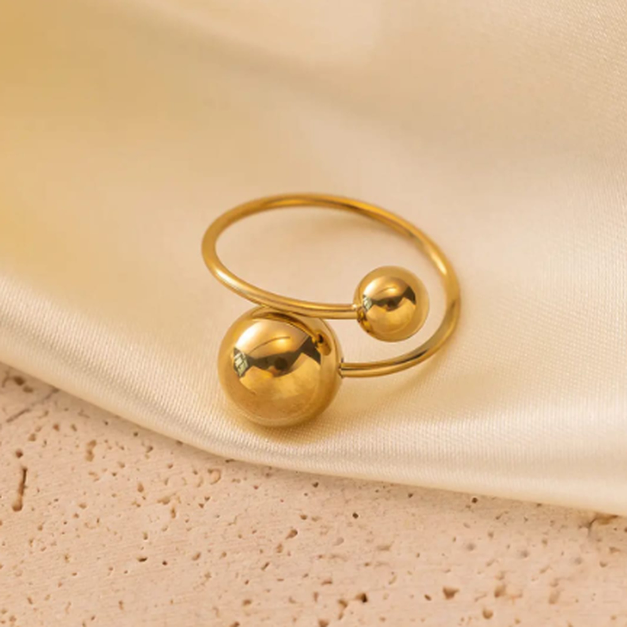 Ball design gold adjustable ring for women elegant modern jewellery