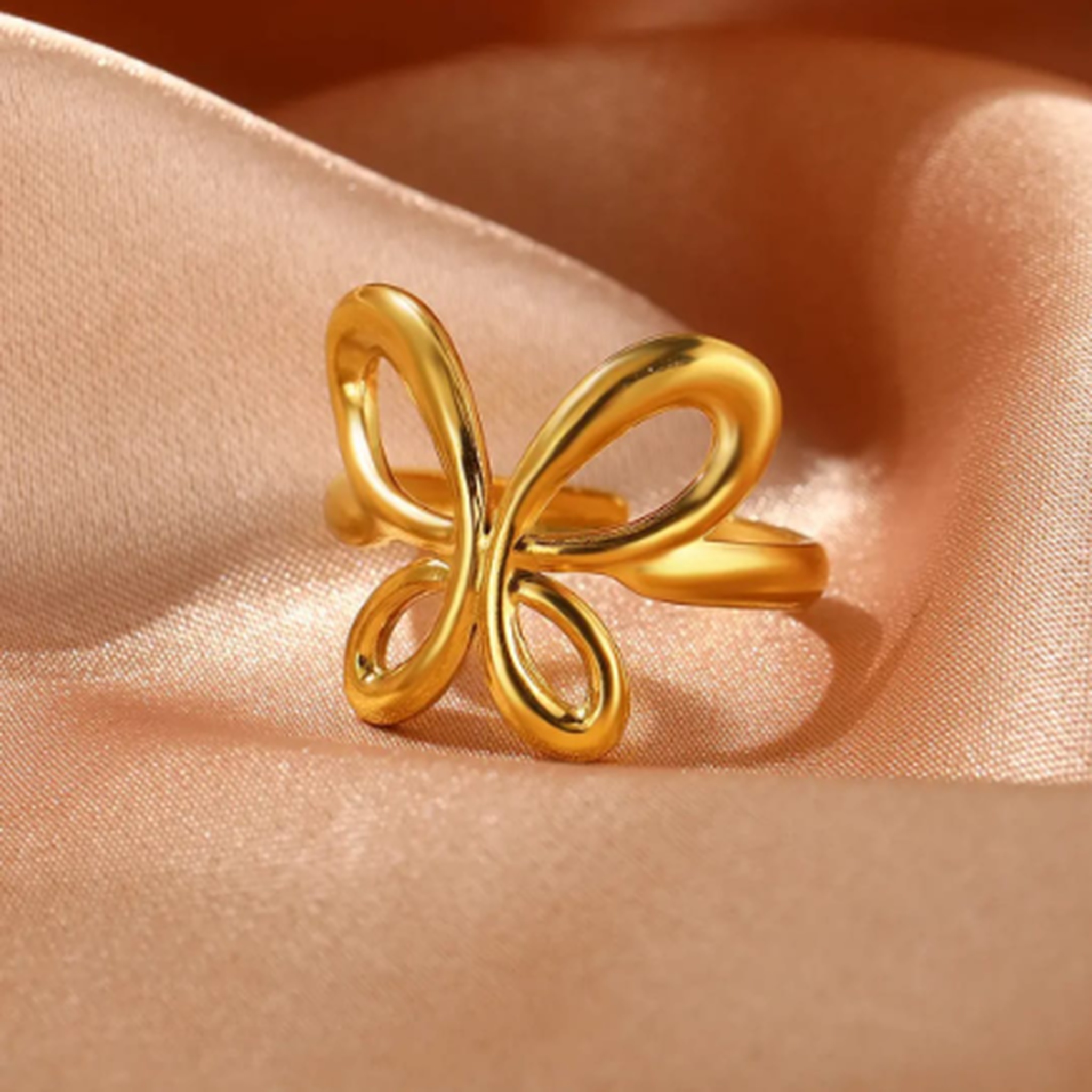 Butterfly design gold adjustable ring for women elegant fashion jewellery