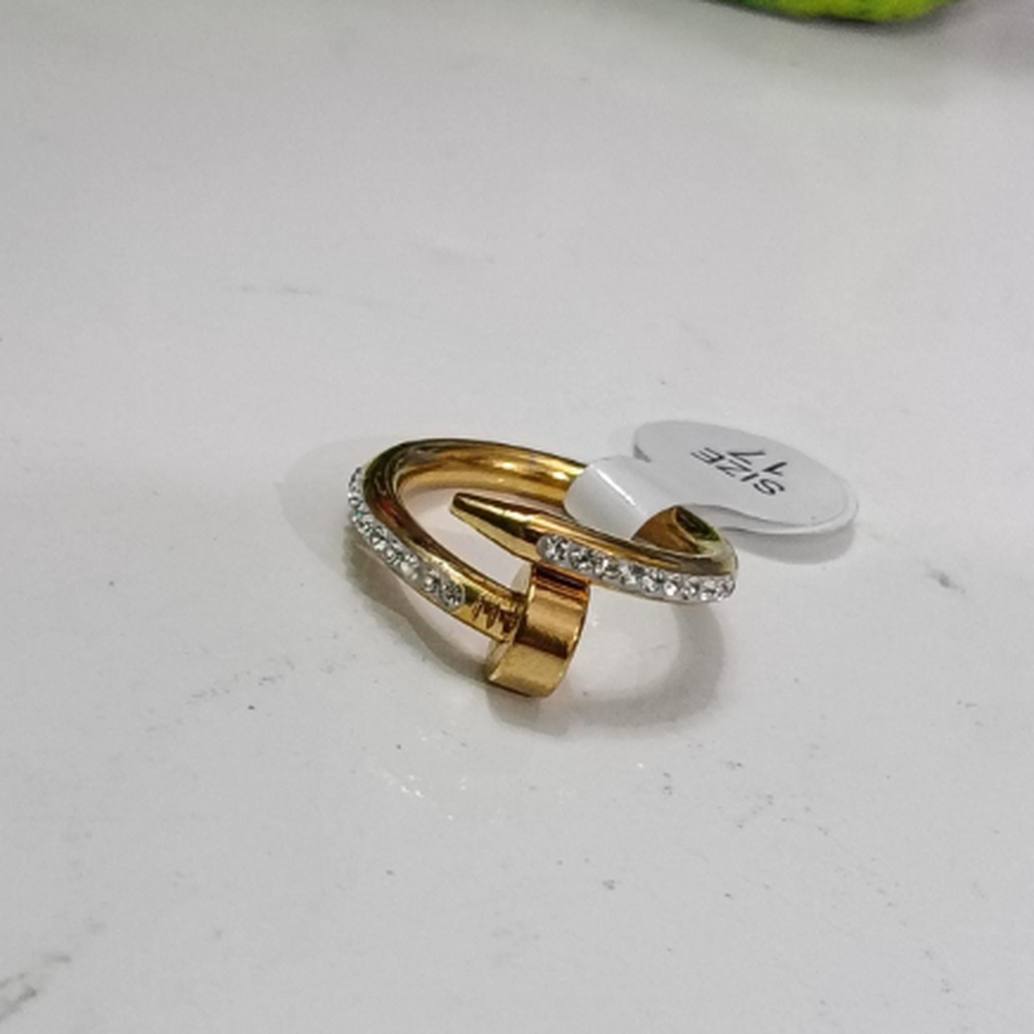 Crystal nail design adjustable ring for women elegant fashion jewellery