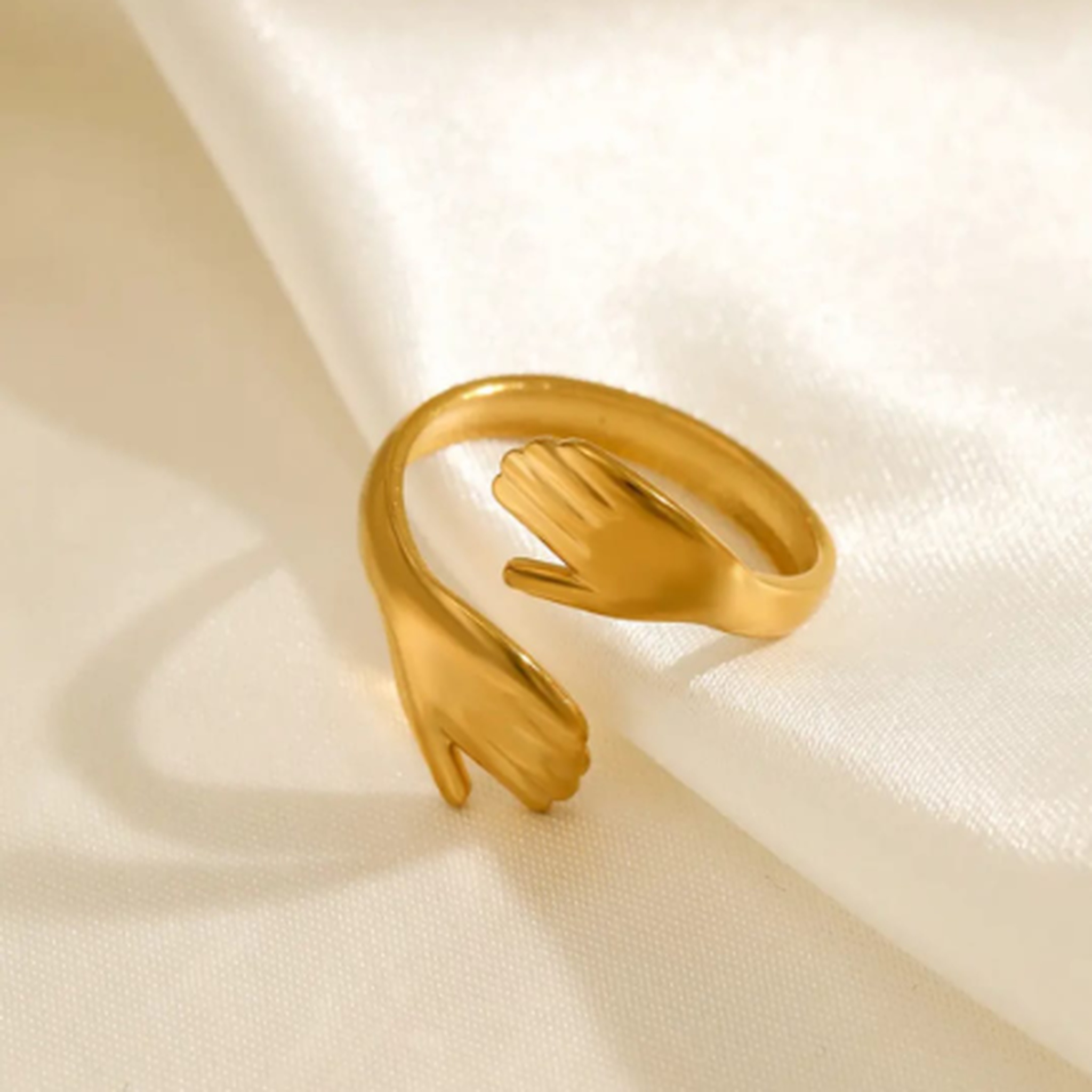 Hand design gold adjustable ring for women minimalist fashion jewellery