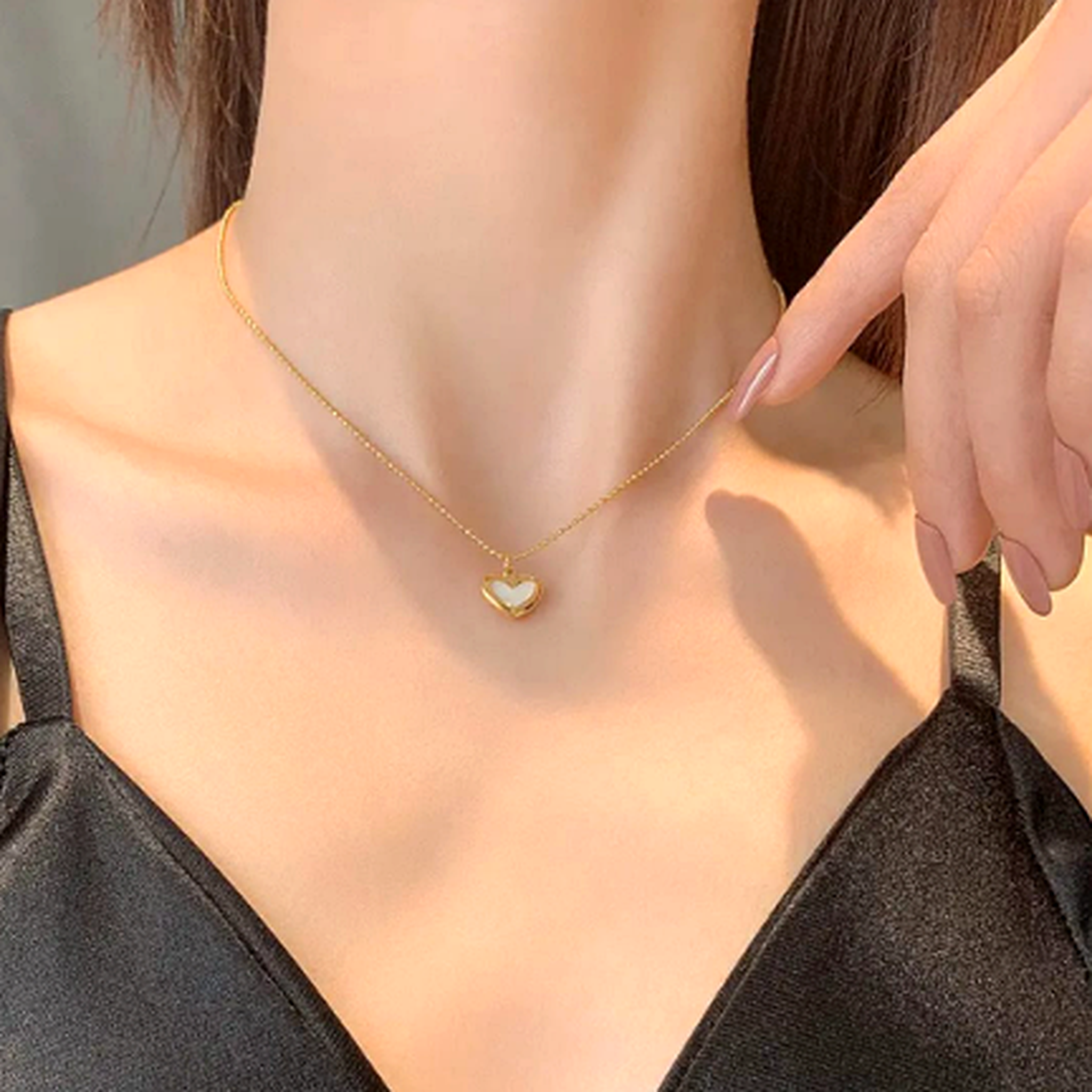 Heart pendant necklace for women gold chain