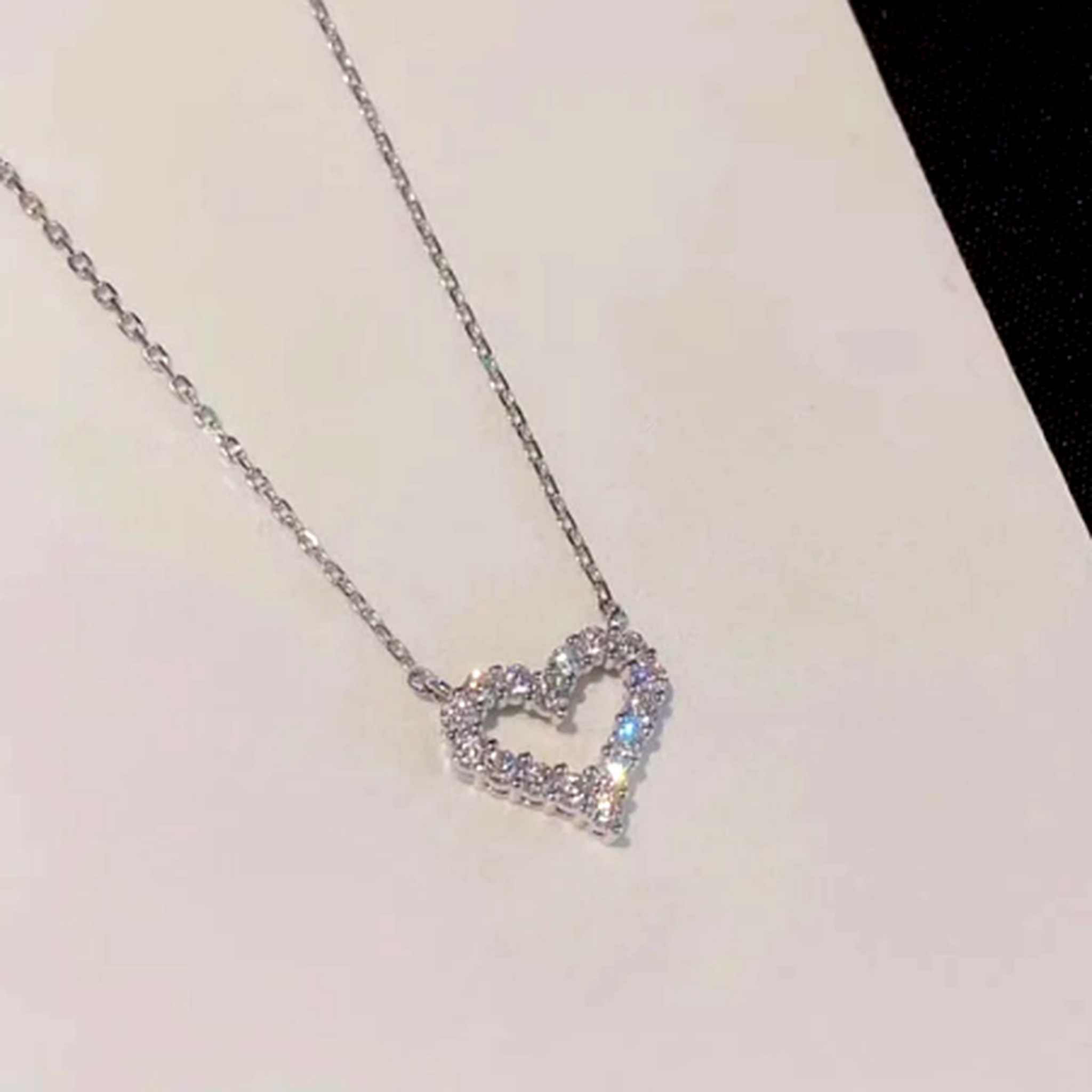 Heart crystal necklace for women silver love pendant