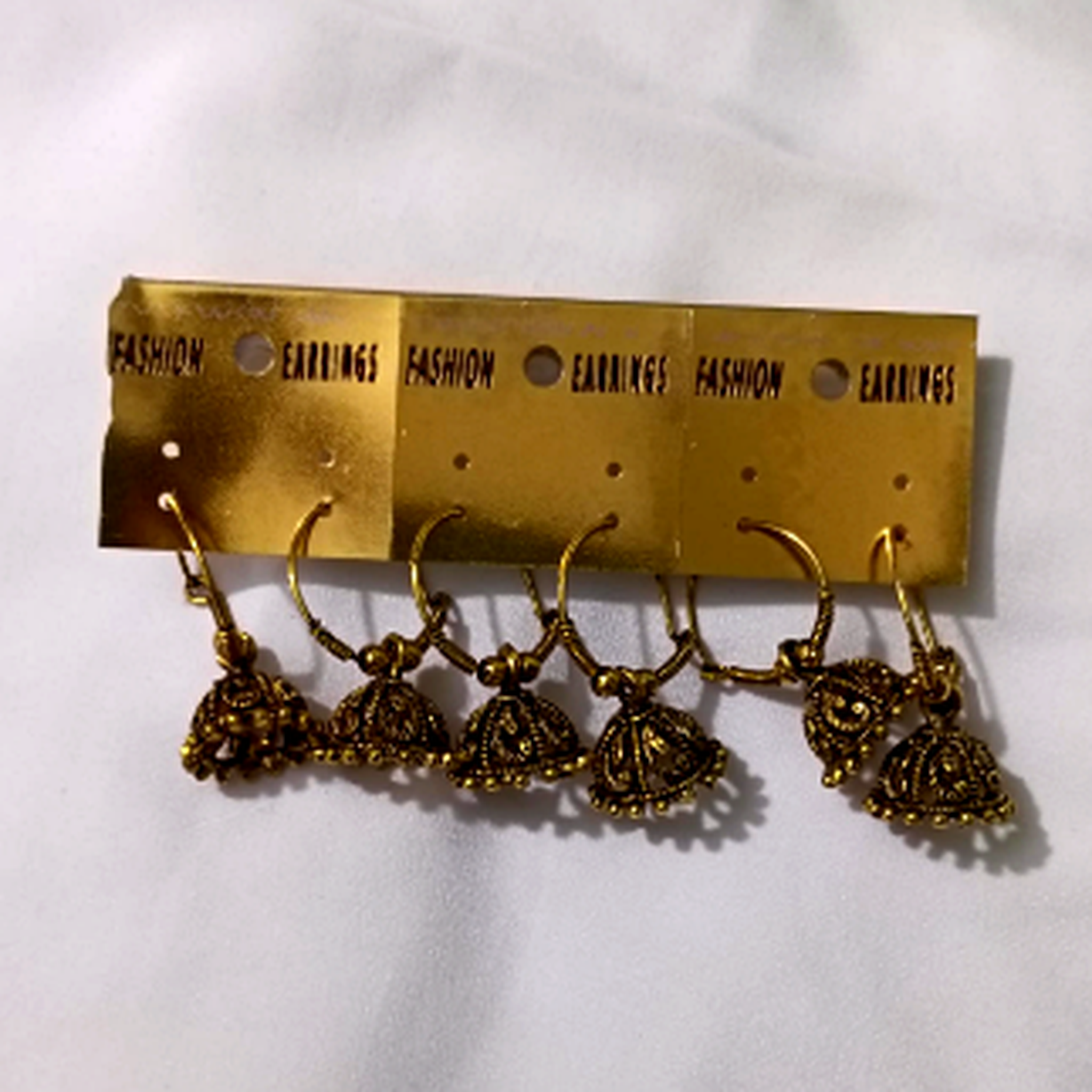 Antique jhumka earrings combo pack for women with gold finish