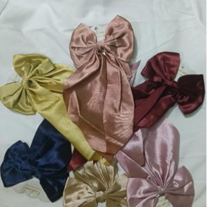 Satin hair bow clip for girls long ribbon stylish hair accessory