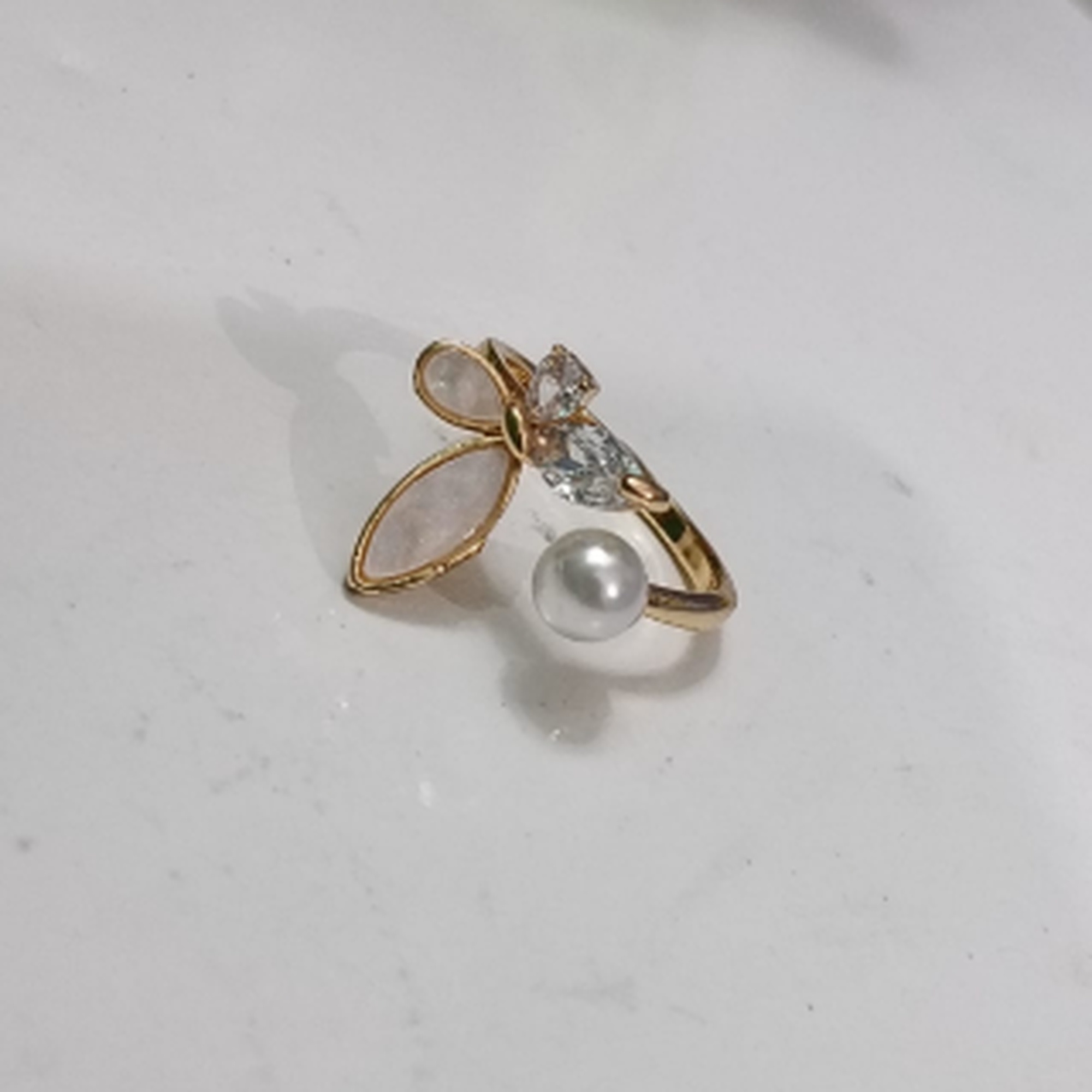 Butterfly Pearl Ring for Women