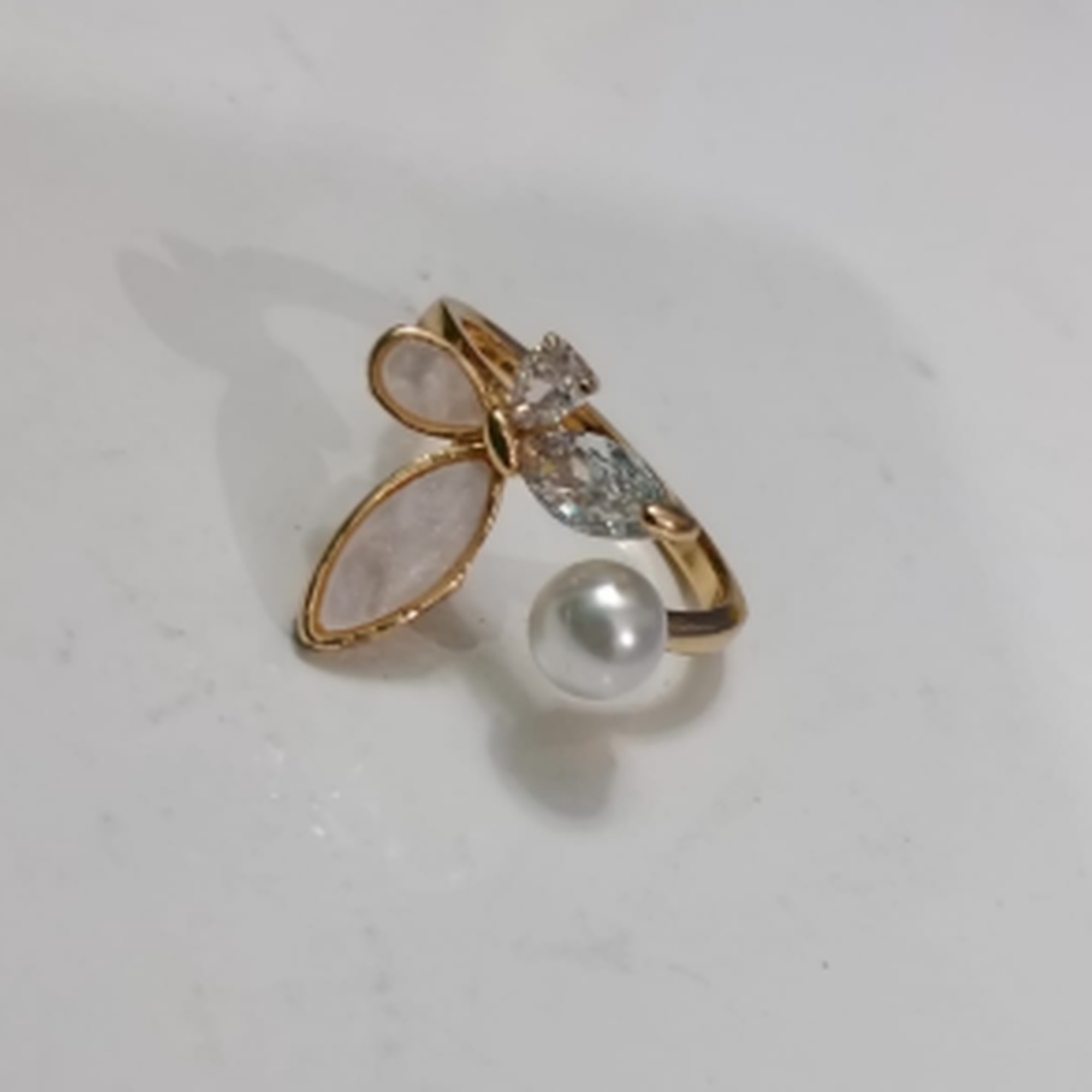 Butterfly Pearl Ring for Women